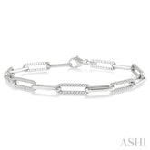 1 ctw Round Cut Diamond Paperclip Bracelet in 10K White Gold